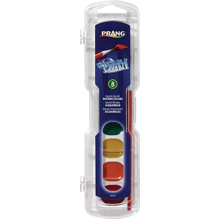 Dixon Ticonderoga Watercolor Paint Set, w/Brush, Washable, 8/ST, Assorted DIX80525